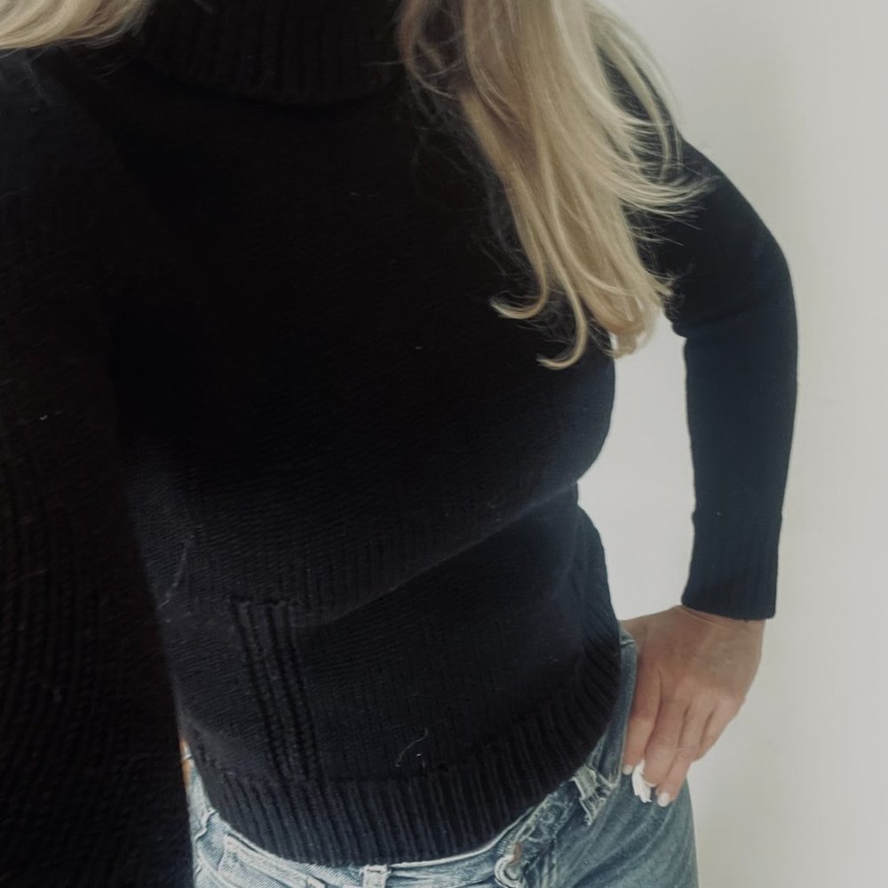 Celine Black Wool Turtleneck Sweater size xs